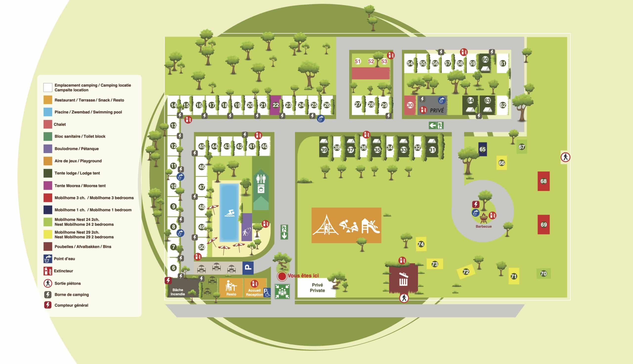 Plan du Camping Le Mondou