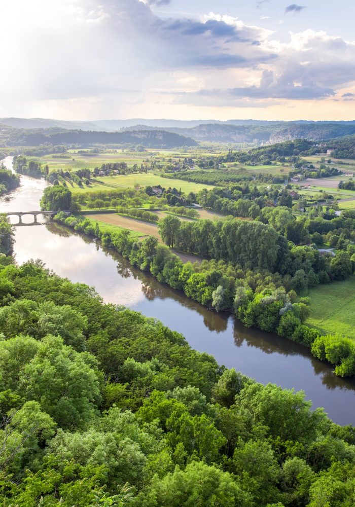 Landscape view on Dordogne river in France